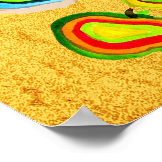 Poster Conception de fruit d'aquarelle pomme funky (Coin)