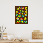 Poster Conception de fruit d'aquarelle pomme funky (Cuisine)