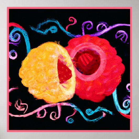 Poster Conception de fruits néon tropicaux dynamiques (Devant)