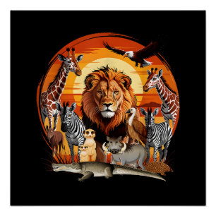 Poster Conception de gardien de zoo Animaux africains Art