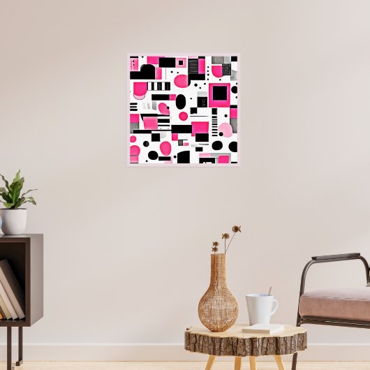 Poster Conception de géométrie rose Art Pop (Salon 3)