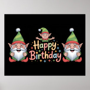 Poster Conception de Gnome et d'Elf pour Joyeux Anniversa