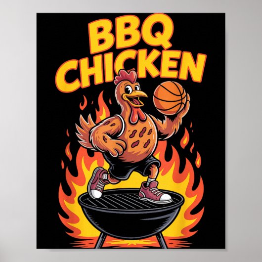Poster Conception de grillade de basket-ball drôle de pou (Devant)