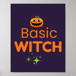 Poster Conception de Halloween drôle de sorcière basique
