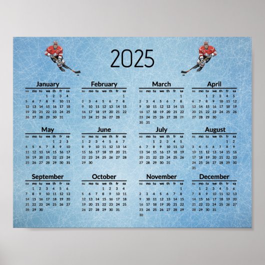Poster Conception de hockey sur glace Calendrier 2025 Aff (Devant)