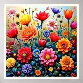 Poster Conception de jardin de fleurs abstraites joyeuses (Devant)