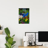 Poster Conception de jardin en conteneur avec chaise bleu (Bureau à domicile)