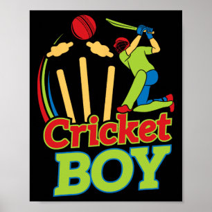 Poster Conception de joueur de cricket garçon pour les at