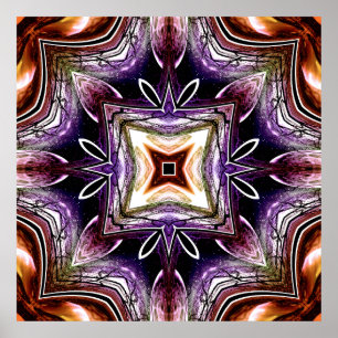 Poster Conception de kaléidoscope cosmique violet et oran