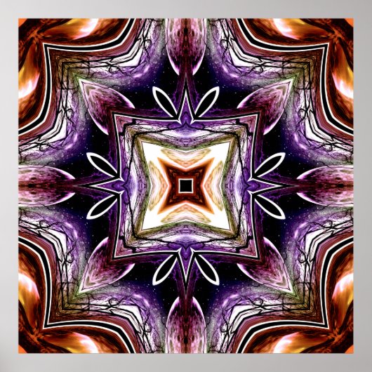 Poster Conception de kaléidoscope cosmique violet et oran (Devant)