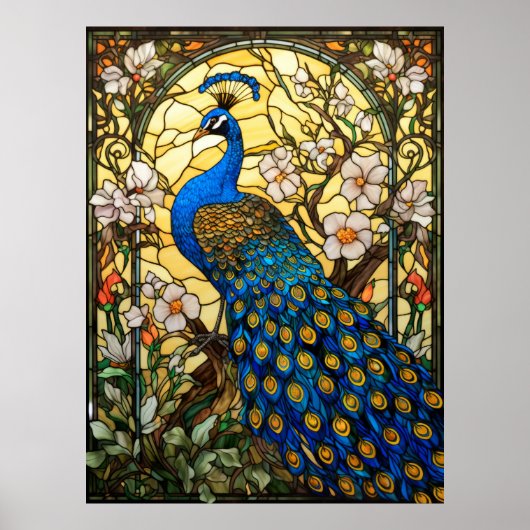 Poster Conception de la fenêtre Peacock en verre tendu (Devant)