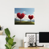 Poster Conception de la Saint Valentin, Coeur sur les arb (Bureau à domicile)