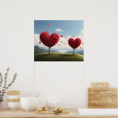 Poster Conception de la Saint Valentin, Coeur sur les arb (Cuisine)