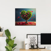 Poster Conception de la Saint Valentin, Coeur sur les arb (Bureau à domicile)
