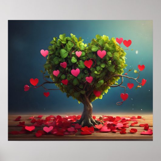 Poster Conception de la Saint Valentin, Coeur sur les arb (Devant)