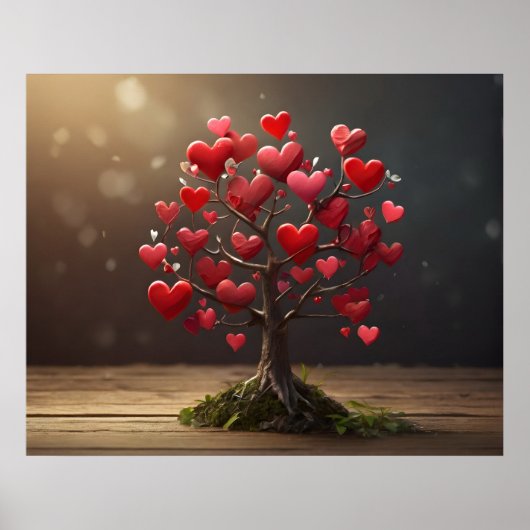 Poster Conception de la Saint Valentin, Coeur sur les arb (Devant)