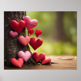 Poster Conception de la Saint Valentin, Coeur sur les arb