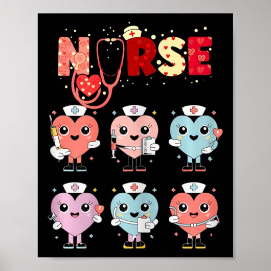Poster Conception de la Saint-Valentin Cœurs d'infirmière (Devant)