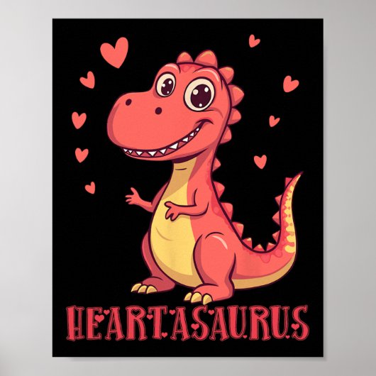 Poster Conception de la Saint-Valentin de dinosaure migno (Devant)