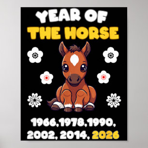 Poster Conception de l'année du cheval, animal du zodiaqu
