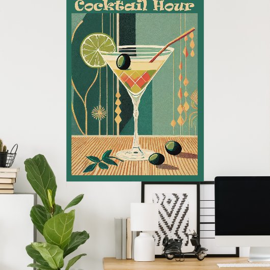 Poster Conception de l'heure de cocktail du milieu du siè (Bureau à domicile)