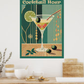 Poster Conception de l'heure de cocktail du milieu du siè (Cuisine)