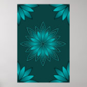 Poster Conception de mandala à feuilles sarcelles sur fon (Devant)