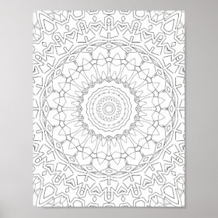 Poster Conception de mandala à pétales d'étoile rayonnant