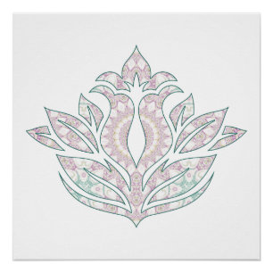 Poster Conception de mandala de fleurs pastel