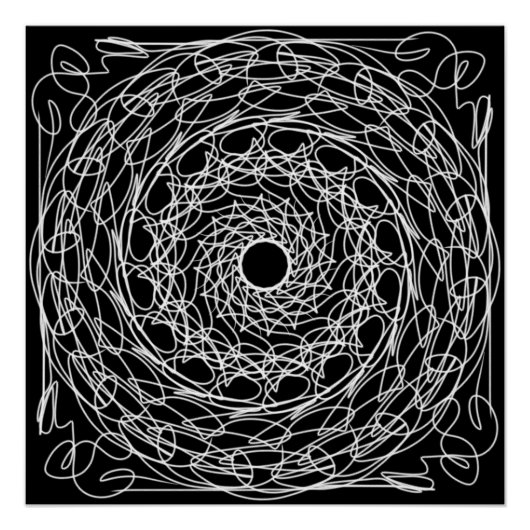 Poster Conception de mandala noir et blanc (Devant)