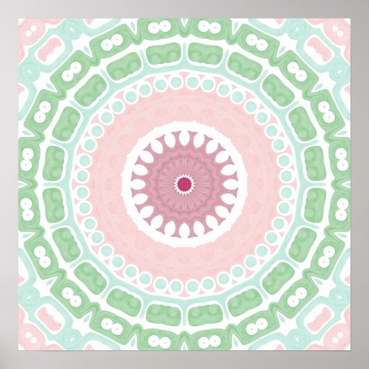 Poster Conception de mandala pastel vert et rose (Devant)