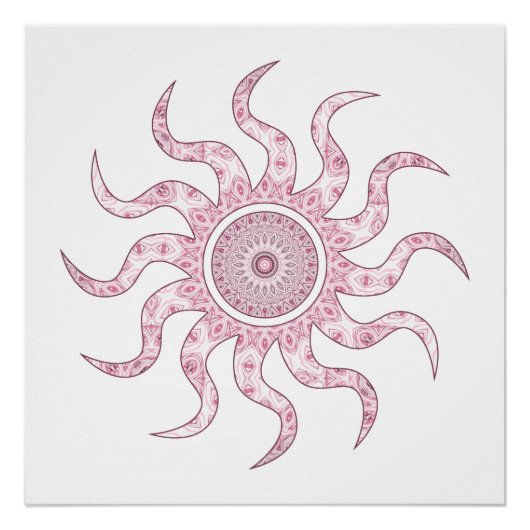 Poster Conception de Mandala Soleil Rose (Devant)