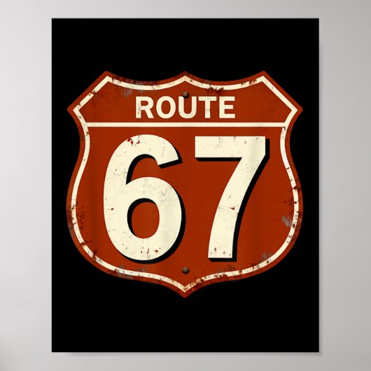 Poster Conception de mème rétro drôle de la route 67 (Devant)
