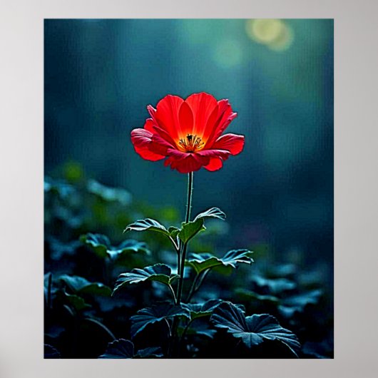 Poster Conception de mise au point sur une seule fleur ro (Devant)