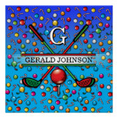 Poster Conception de monogramme de golf de Noël (Devant)