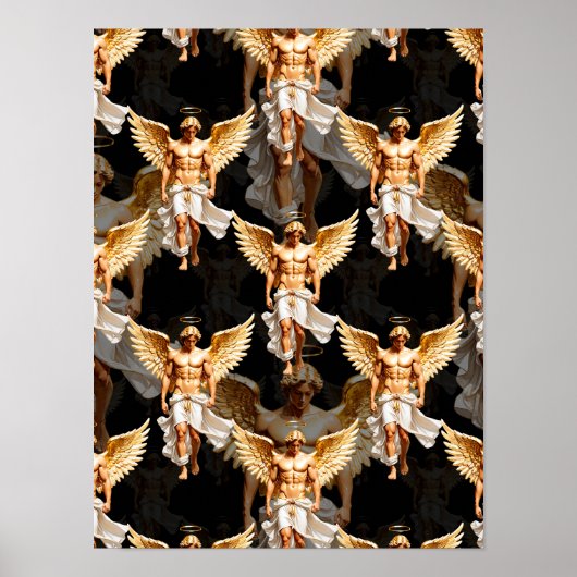 Poster Conception de motif d'anges dorés célestes  (Devant)