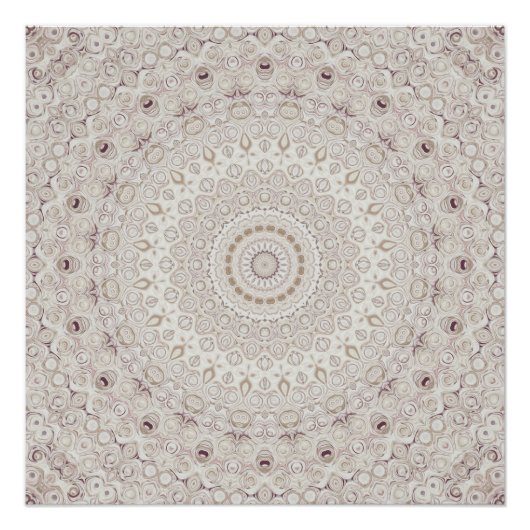 Poster Conception de motif mandala beige et taupe (Devant)