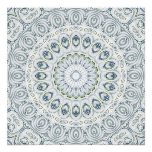 Poster Conception de motif mandala bleu et vert serein (Devant)