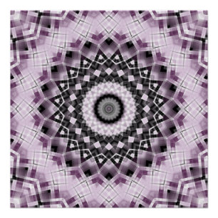 Poster Conception de motif mandala géométrique violet et