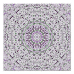 Poster Conception de motif mandala lavande et vert
