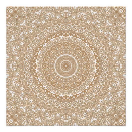 Poster Conception de motif mandala marron chameau (Devant)