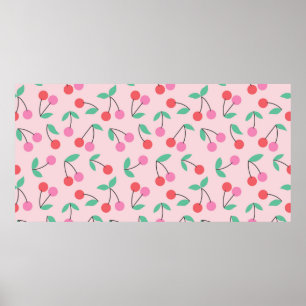 Poster Conception de motif sans couture de cerise mignonn