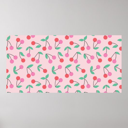 Poster Conception de motif sans couture de cerise mignonn (Devant)
