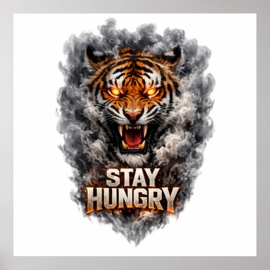 Poster Conception de motivation de tigre affamé (Devant)