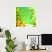 Poster Conception de nature morte vibrante orange vert (Bureau à domicile)