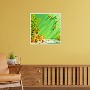 Poster Conception de nature morte vibrante orange vert
