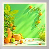 Poster Conception de nature morte vibrante orange vert (Devant)