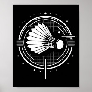 Poster Conception de Navette Vintage Joueur de Badminton