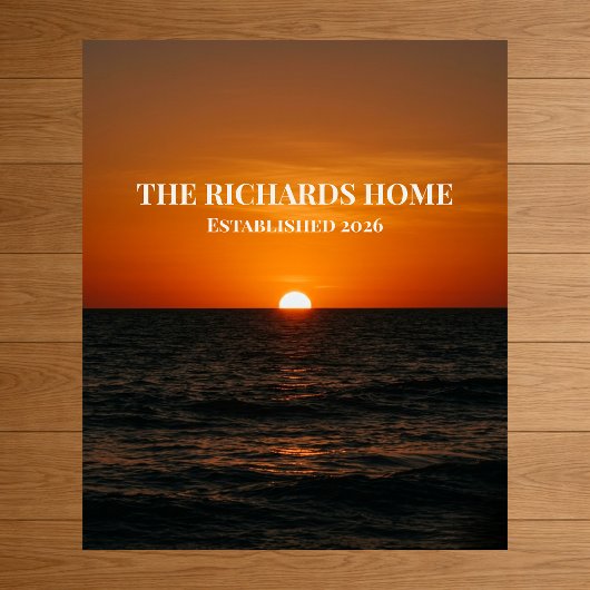 Poster Conception de nom personnalisé Sunset Ocean