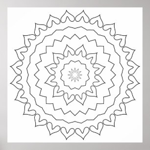 Poster Conception de page de coloriage de mandala de cour